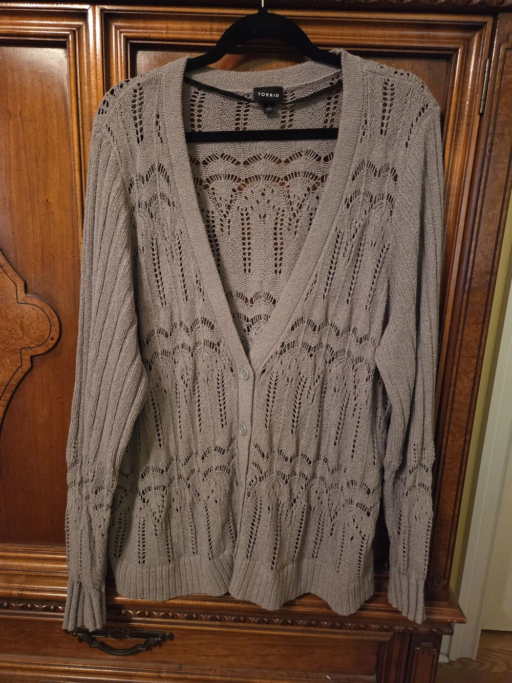 Torrid Open Stitch Pointelle Knit Button Front Cardigan Size 3 (22/24)